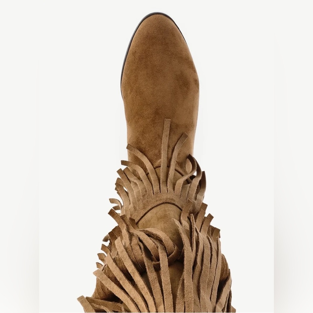 No Boundaries Tall Faux Suede Fringe Boots - Picture 6 of 8